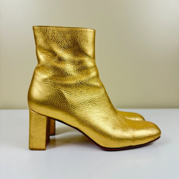 EUC Maryam Nassir Zadeh Gold Agnes Pebbled Leather Ankle Boots - Picture 3 of 13